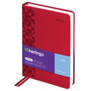 Ежедневник датированный 2026г., А5, 184л., кожзам, Berlingo «Vivella Prestige», красный