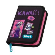 Пенал 1 отделение, 200*140*40 Först «Kawaii», дополнительная откидная секция, полиэстер