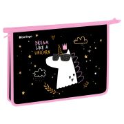 Папка для тетрадей 1 отделение, А4 Berlingo «Dream Like A Unicorn», 340*245*40 мм, пластик, на молнии