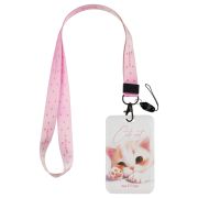 Бейдж вертикальный MESHU «Cute Cat», 110*70мм, лента с карабином, 2D печать, опп пакет, европодвес