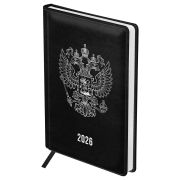 Ежедневник датированный 2026г., А5, 176л., твердый переплет, кожзам, BG «Орел», черный