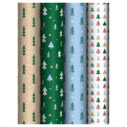 Упаковочная бумага глянц. 70*100см, MESHU «Tree pattern», 80г/м2, ассорти 4 дизайна