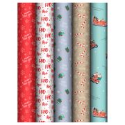 Упаковочная бумага глянц. 70*100см, MESHU «Ho ho», 80г/м2, ассорти 5 дизайнов