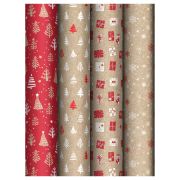 Упаковочная бумага глянц. 70*100см, MESHU «Craft NY pattern», 70г/м2, ассорти 4 дизайна