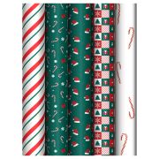 Упаковочная бумага глянц. 70*100см, MESHU «Christmas pattern», 80г/м2, ассорти 5 дизайнов