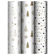 Упаковочная бумага глянц. 70*100см, MESHU «Gold NY pattern», 80г/м2, ассорти 3 дизайна