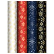 Упаковочная бумага глянц. 70*100см, MESHU «Snowflake», 80г/м2, ассорти 4 дизайна