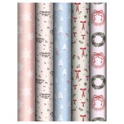 Упаковочная бумага глянц. 70*100см, MESHU «Christmas wreath», 80г/м2, ассорти 5 дизайнов