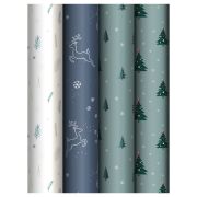 Упаковочная бумага глянц. 70*100см, MESHU «Christmas tree», 80г/м2, ассорти 4 дизайна