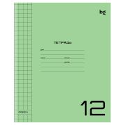 Тетрадь 12л., крупная клетка BG «UniTone. Green», пластиковая прозрачная обложка