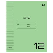 Тетрадь 12л., узкая линия BG «UniTone. Green», пластиковая прозрачная обложка