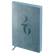 Ежедневник датированный 2026г., А6+, 176л., мягкий переплет, кожзам, BG «Shine. Cobalt», серо-голубой, цветной срез