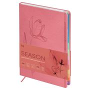 Еженедельник датированный 2026г., А6+, 80л., мягкий переплет, кожзам, BG «Season. Tulip», коралловый, полноцветный вырубной блок