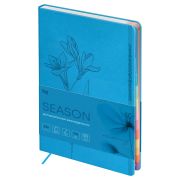 Еженедельник датированный 2026г., А6+, 80л., мягкий переплет, кожзам, BG «Season. Crocus», голубой, полноцветный вырубной блок
