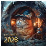 Календарь настенный перекидной на скрепке, 230*230 мм 12л. BG «Коты-волшебники», 2026г.
