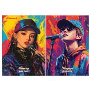 Тетрадь для нот 16л., А4, на скрепке BG «K-pop», глянцевая ламинация, (вертик.)