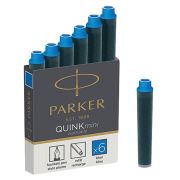 Картриджи чернильные PARKER Мини «Cartridge Quink», КОМПЛЕКТ 6 штук, смываемые чернила, синие, 1950409