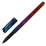 Ручка шариковая BRAUBERG SOFT TOUCH GRIP «NEON ZEBRA», СИНЯЯ, мягкое покрытие, узел 0,7 мм, 143721