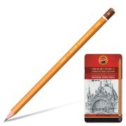 Карандаши чернографитные KOH-I-NOOR, НАБОР 12 шт., «Art», 8В-2H, без резинки, металлическая коробка, 1502012008PL