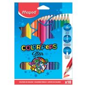 Карандаши цветные MAPED (Франция) «Color'Peps Star», 18 цветов, трехгранные, грифель 3 мм, натуральное дерево, 183218