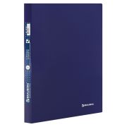 Папка с боковым металлическим прижимом и внутренним карманом BRAUBERG «Диагональ», темно-синяя, до 100 листов, 0,6 мм, 221357