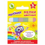 Мел цветной квадратный 6 штук, ЮНЛАНДИЯ «ЮНЛАНДИК И ОКРУЖАЮЩИЙ МИР», картонная упаковка, европодвес, 227447