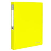 Папка на 2 кольцах BRAUBERG «Neon», 25 мм, внутренний карман, неоновая, желтая, до 170 листов, 0,7 мм, 227457