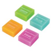 Ластик BRAUBERG «E-Color», 28х28х12 мм, цвет НЕОН ассорти, экологичный ПВХ, 228065