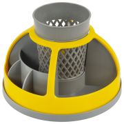 Подставка-органайзер STAFF «Attraction», 9 отделений, вращающаяся, серая/желтая, 238318