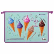 Папка для труда BRAUBERG А4, 2 отделения, молния сверху, органайзер, «Ice cream», 270153