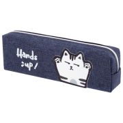 Пенал ЮНЛАНДИЯ, 1 отделение, полиэстер, «Cat», синий, 19х4х6 см, 270278