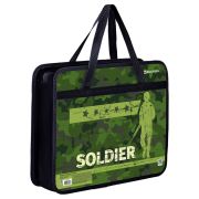 Папка на молнии с ручками BRAUBERG А4, 1 отделение, пластик, ширина 80 мм, «Soldier», 270870