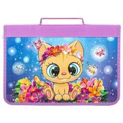 Папка для труда на молнии BRAUBERG А4 с ручкой, 1 отделение, картон, органайзер, «Charming kitten», 270991