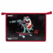 Папка для тетрадей ПИФАГОР А4, 1 отделение, картон/пластик, на молнии, «T-Rex Life», 271439