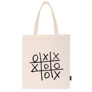 Сумка шоппер BRAUBERG PREMIUM, канвас, 40х35 см, на кнопке, карман, бежевый, «Tic-tac-toe», 271902
