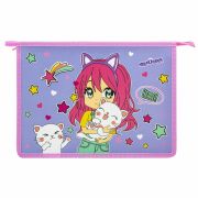 Папка для тетрадей ЮНЛАНДИЯ А4, 1 отделение, пластик, на молнии, «Anime hugs», 272138