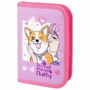 Пенал ПИФАГОР, 1 отделение, полиэстер, 19х13 см, «Fluffy akita», 272284