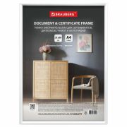 Рамка 21х30 см белая, пластик, багет 8 мм, BRAUBERG «Slim», плотный задник с ножкой, акриловый экран, 391314