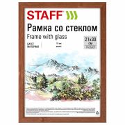 Рамка 21х30 см со стеклом, багет 16 мм, дерево, STAFF «Sonata», цвет орех, 391359