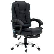 Кресло офисное CROMEX (КРОМЕКС) «Lounge MS-007», подножка, 6 массажных модулей, экокожа, черное, 532960