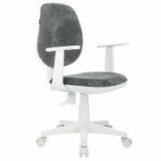 Кресло детское BRABIX «Fancy MG-201W», с подлокотниками, пластик белый, велюр, серое, 533010