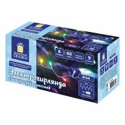 Электрогирлянда-нить уличная «Стандарт» 6 м, 60 LED, мультицветная, на батарейках, ЗОЛОТАЯ СКАЗКА, 591291