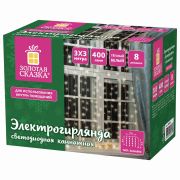 Электрогирлянда-занавес комнатная «Штора» 3х3 м, 400 LED, теплый белый, 220 V, ЗОЛОТАЯ СКАЗКА, 591336
