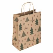 Пакет подарочный КОМПЛЕКТ 10 штук, новогодний, 26x13x32 см, «Kraft Xmas Tree», ЗОЛОТАЯ СКАЗКА, 591959