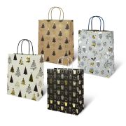Пакет подарочный (1 штука) новогодний 26x13x32 см, «Kraft Large», ассорти, ЗОЛОТАЯ СКАЗКА, 592132