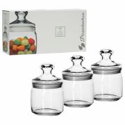 Банка для сыпучих продуктов, с крышкой, КОМПЛЕКТ 3 штуки, 500 мл, стекло, PASABAHCE «ЧЕШНИ», фирменная подарочная упаковка, 97424