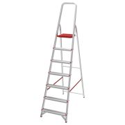 Стремянка алюминиевая 7 стандартных ступеней 9 см, площадка 1,5 м, нагрузка 225 кг, вес 7 кг, НОВАЯ ВЫСОТА, 3110107