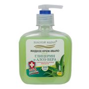 Мыло-крем жидкое 300 г ЗОЛОТОЙ ИДЕАЛ «Глицерин и алоэ вера»,с антибактериальным эффектом, дозатор, 606412