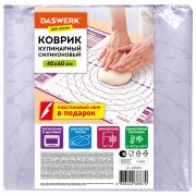 Коврик силиконовый для раскатки/запекания 40х60 см, фиолетовый, ПОДАРОК пластиковый нож, DASWERK (ДАСВЕРК), 608425