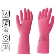 Перчатки латексные КЩС, сверхпрочные, плотные, хлопковое напыление, размер 7,5-8, M (средний), красные, HQ Profiline, 73582